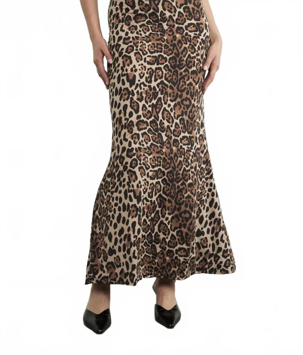 NEW AARON & AMBER leopard maxi skirt in brown